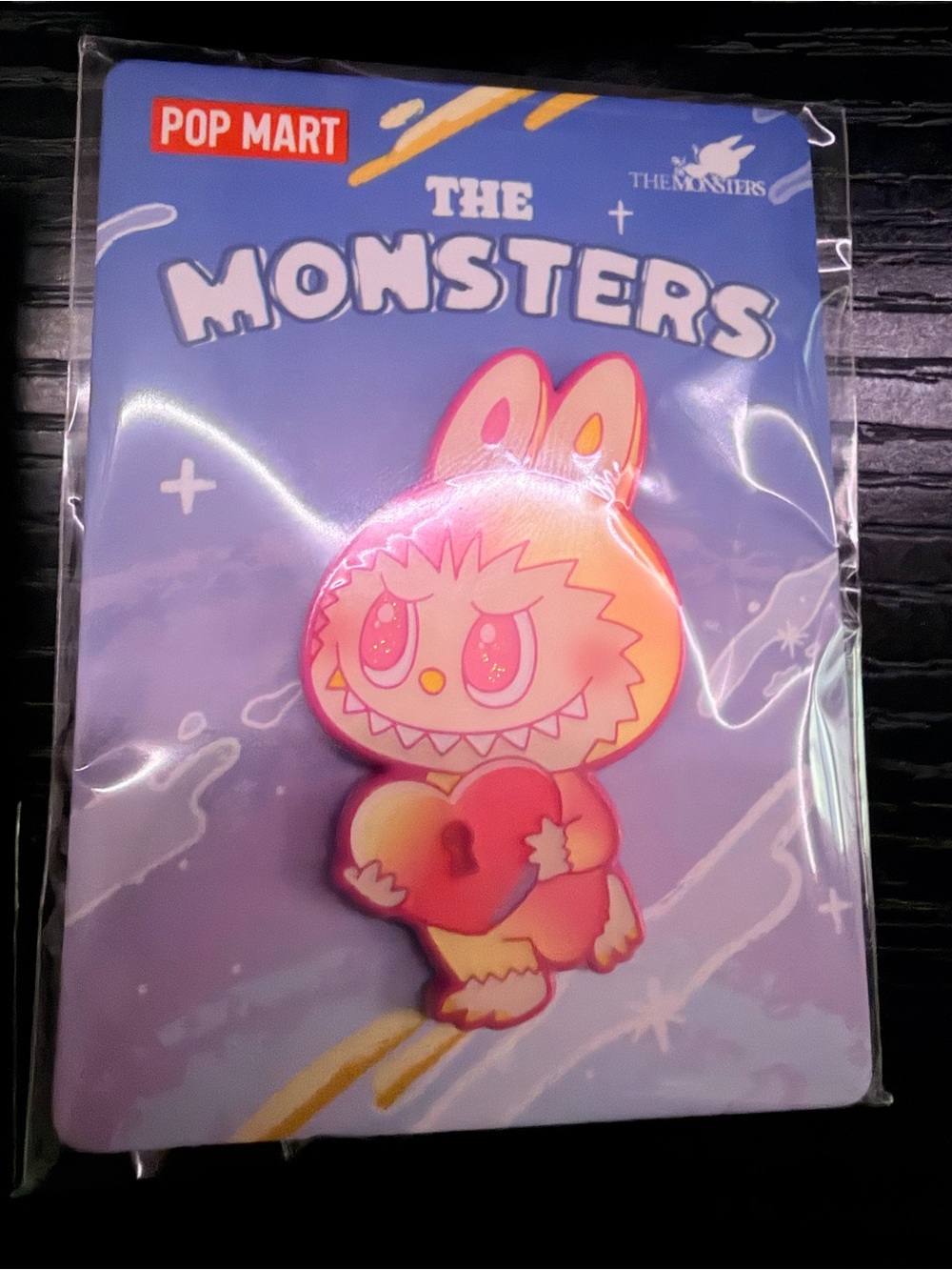 POP MART Labubu The Monster’s Big Into Energy Pink/Yellow “Loyalty” Enamel Pin